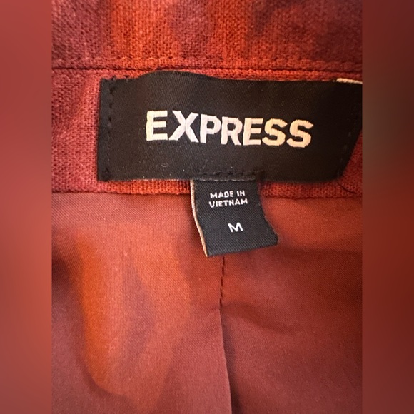 Express Rust Linen Blend Double Breasted Blazer Jacket Medium - Picture 5 of 8